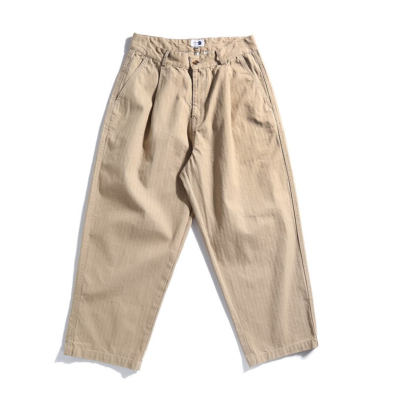 Herringbone Twill Tapered Pants-streetwear-techwear