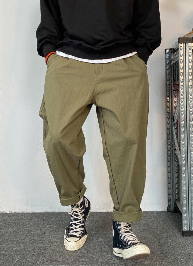 Herringbone Twill Tapered Pants-streetwear-techwear