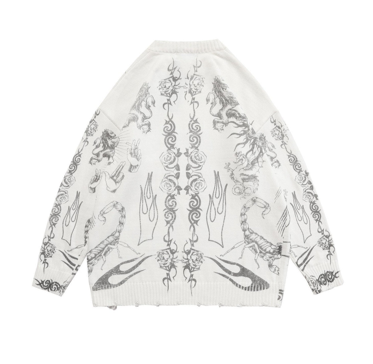 MADE EXTREME Tattoo Print Oversized Sweater Streetwear At Before The made-extreme-tattoo-print-oversized-sweater-streetwear-at-before-the