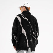 Mohair Style Distressed Lace Up Sweater-streetwear-techwear