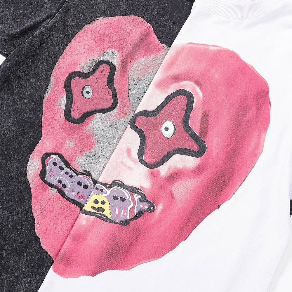 'Nightmare Heart' Acid Washed Graphic Print T-Shirt-streetwear-techwear