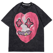 'Nightmare Heart' Acid Washed Graphic Print T-Shirt-streetwear-techwear