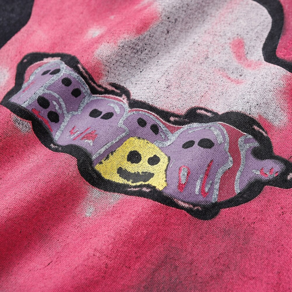 'Nightmare Heart' Acid Washed Graphic Print T-Shirt-streetwear-techwear