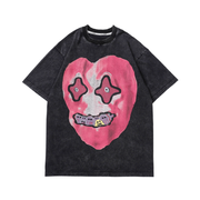 'Nightmare Heart' Acid Washed Graphic Print T-Shirt-streetwear-techwear