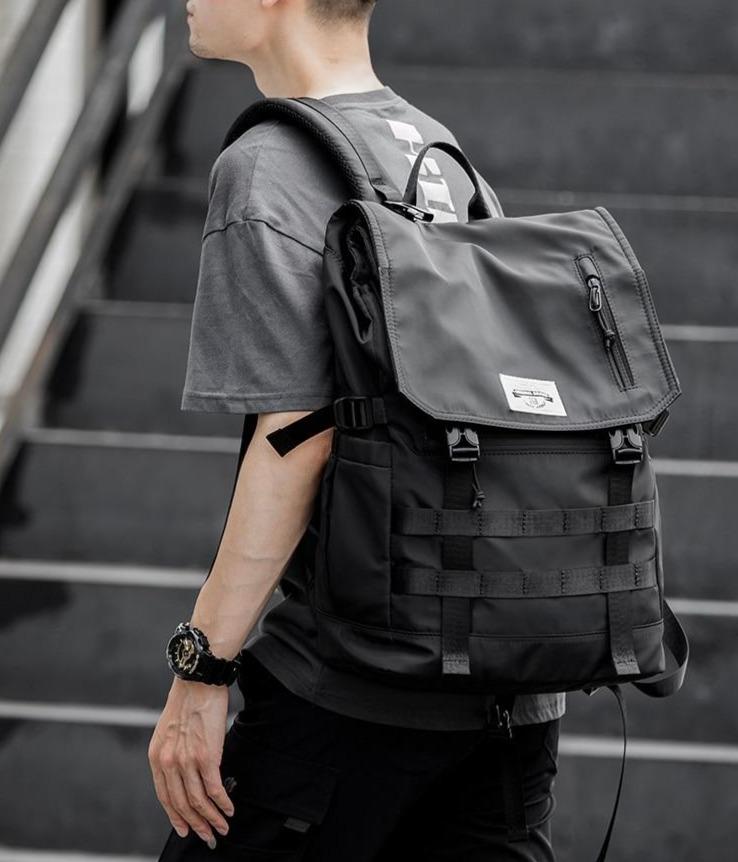 Roll Top Utility Strap Backpack-streetwear-techwear