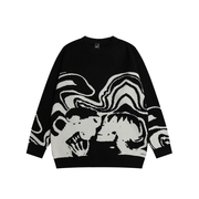 Skeleton Kiss Graphic Sweater-streetwear-techwear