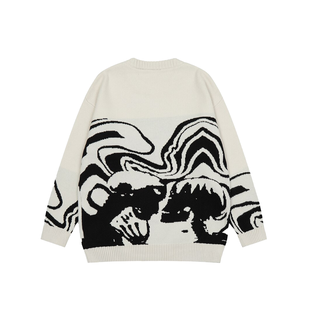 Skeleton Kiss Graphic Sweater-streetwear-techwear