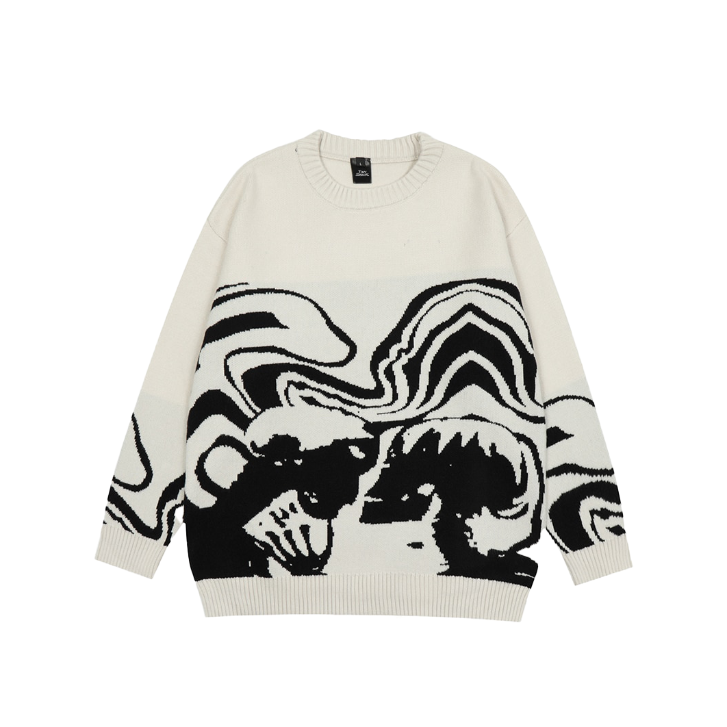 Skeleton Kiss Graphic Sweater-streetwear-techwear