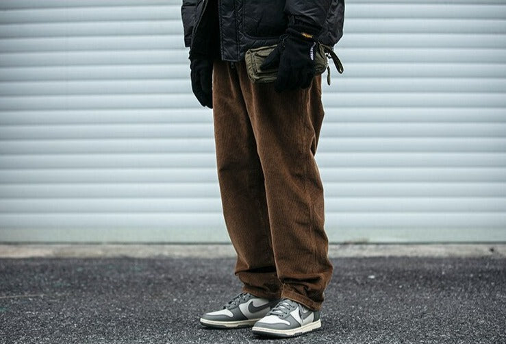 Straight Leg Corduroy Trousers-streetwear-techwear