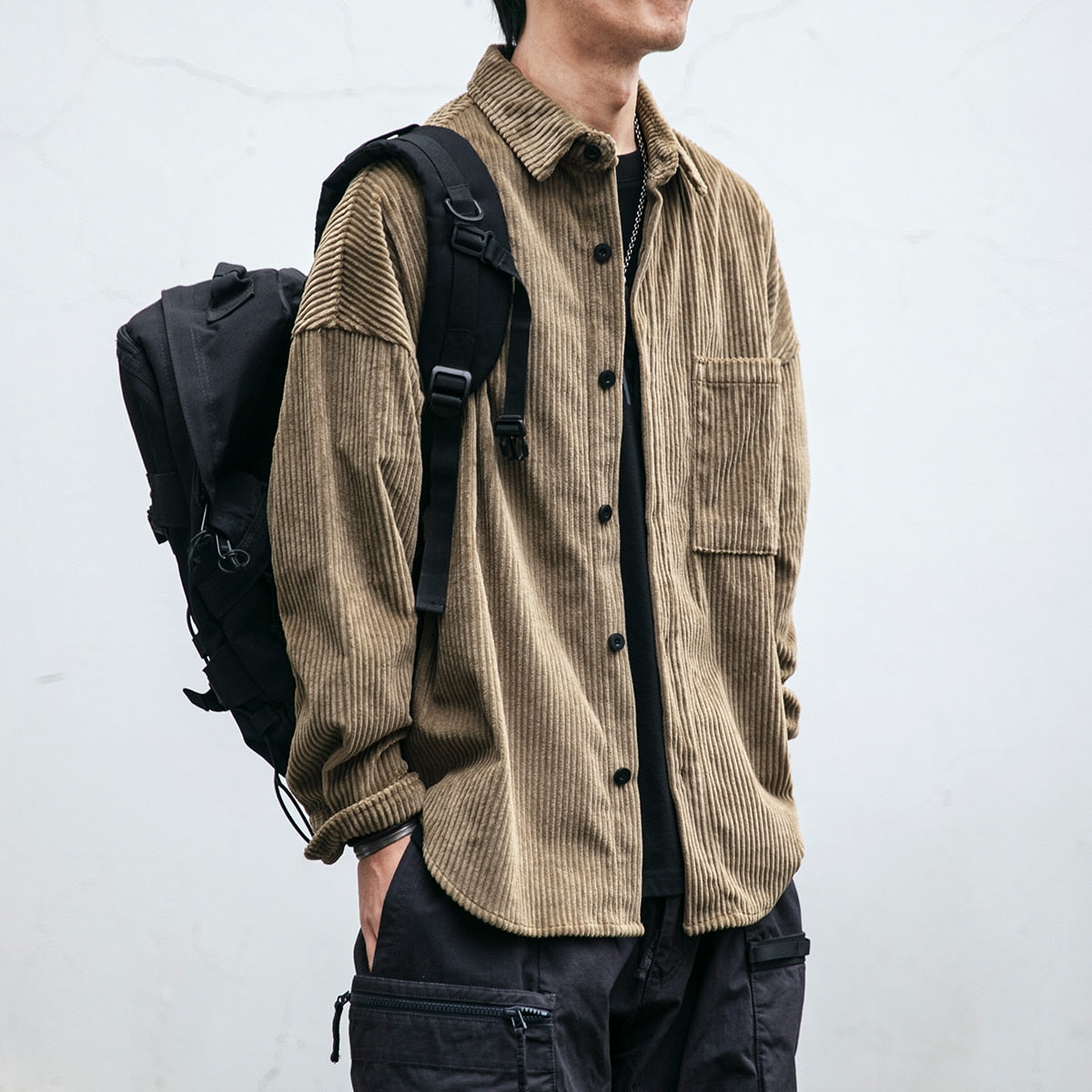 Vintage Fit Corduroy Shirt-streetwear-techwear
