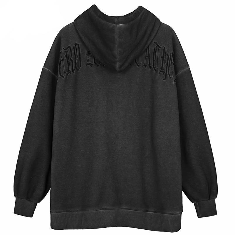 Gothic Angel Garment Dyed Zip Up Hoodie-streetwear-techwear