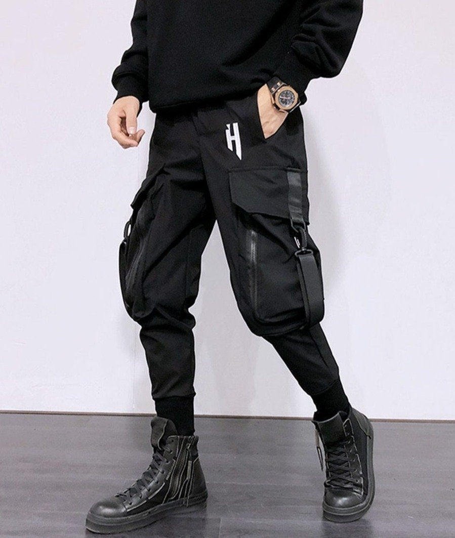 H Oversized Pocket Cargo Pants-streetwear-techwear