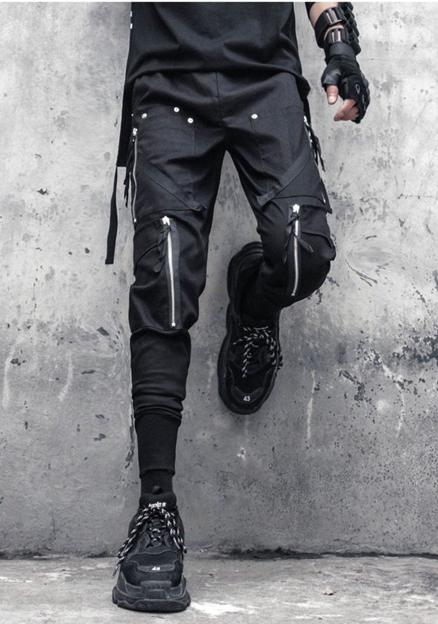 Slim Fit Zipped Pocket Cargo Pants-streetwear-techwear