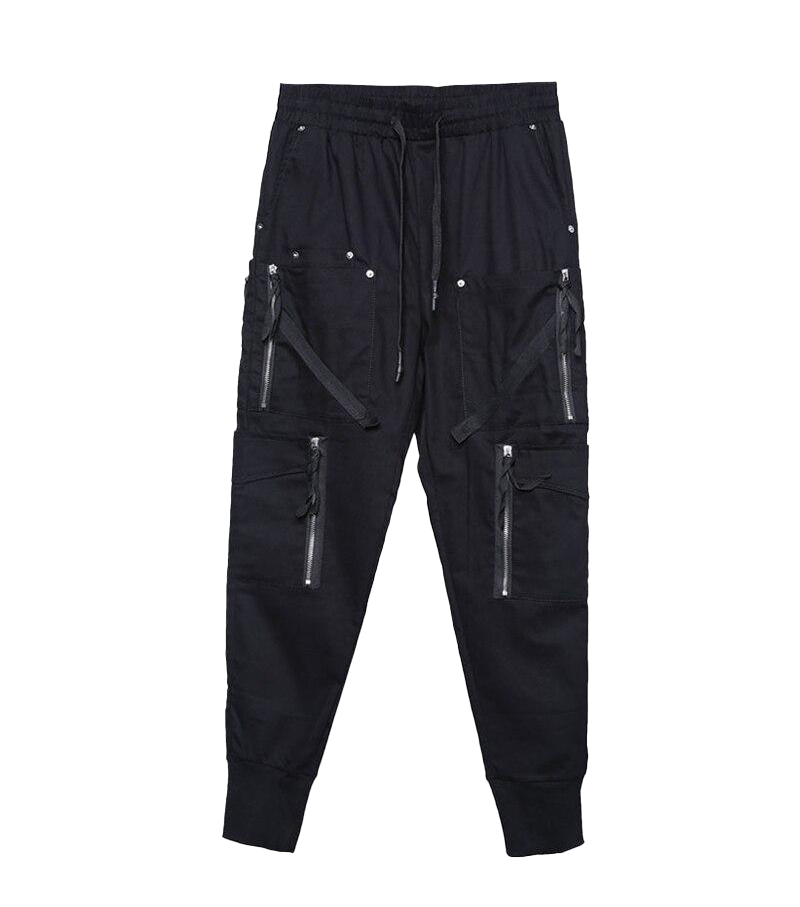 Slim Fit Zipped Pocket Cargo Pants-streetwear-techwear