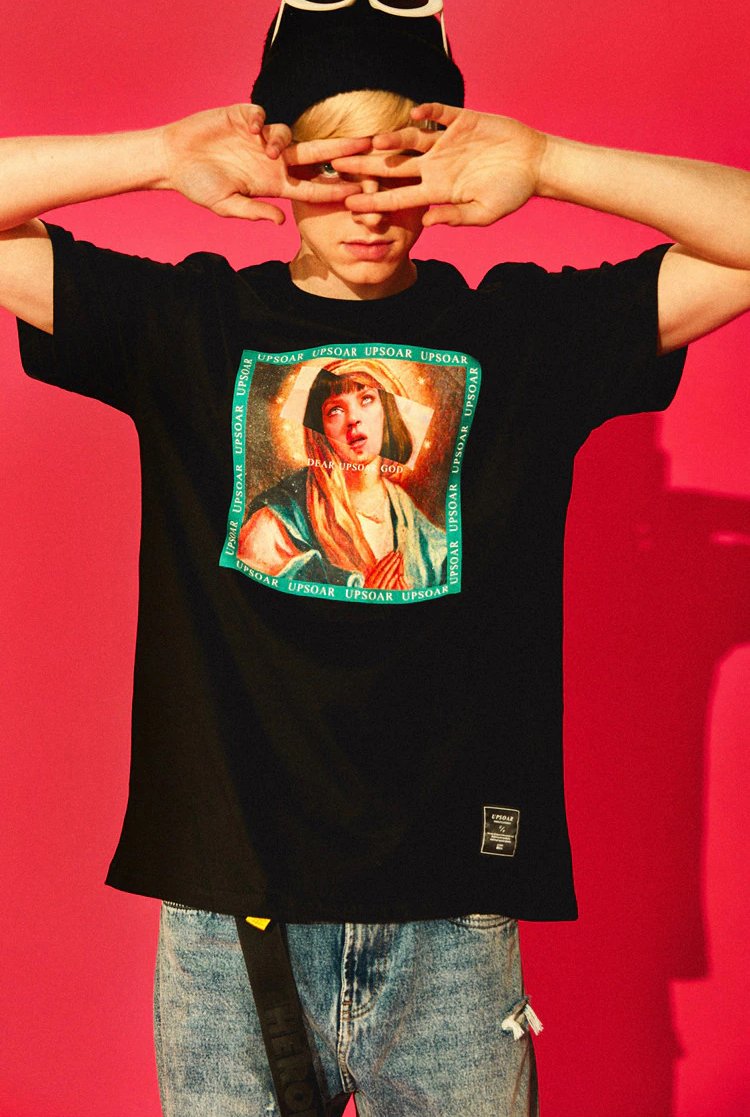 Virgin Mary x Pulp Fiction Print T-Shirt-streetwear-techwear-street-style-mens-womens-fashion